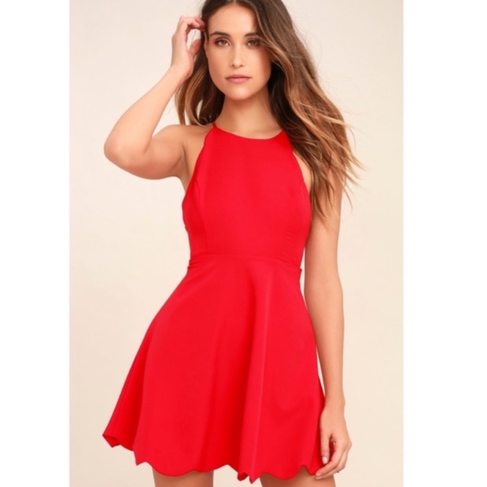 Lulus Play On Curves Red Backless Skater Dress | XS - Picture 3 of 12